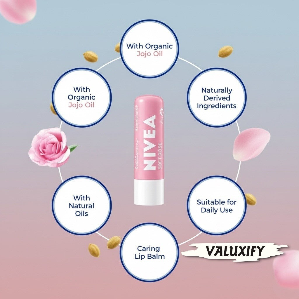 Nivea Lip Care Balms Soft Rose-4.8g - Providing Long-Lasting Hydration