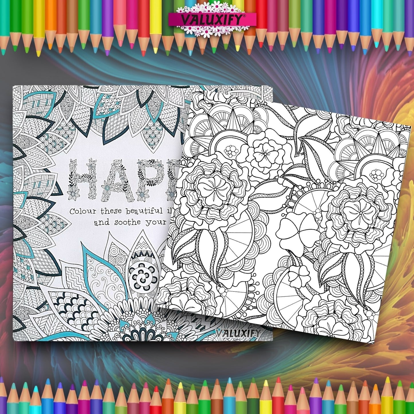 2x Adult Colouring Books Mindfulness Relax Your Mind Colour Therapy  20x20cm