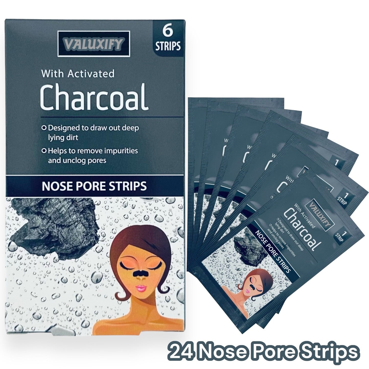 Nose Pore Strips Blackhead Removal Tea Tree Charcoal Deep Cleansing Unclog Pores