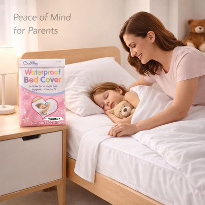 KIDS WATERPROOF SINGLE BED COVER SHEET BABY COT BED WHITE MATTRESS PROTECTOR