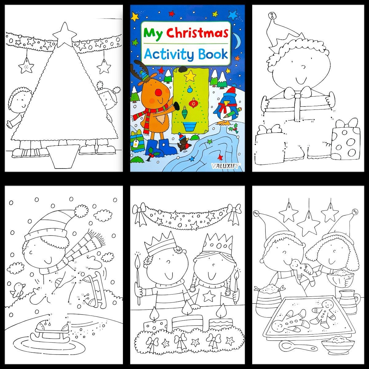 Christmas Colouring Book Kids Children Books Activity Sticker Woobly Eyes