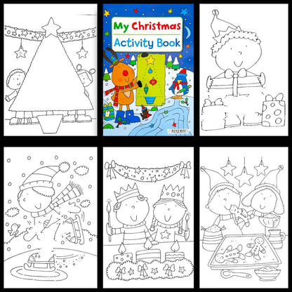 Christmas Colouring Book Kids Children Books Activity Sticker Woobly Eyes