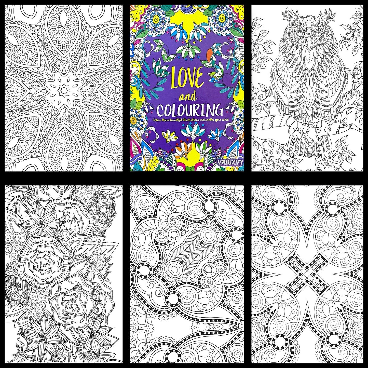 Adult Colouring Books Anti Stress Mind Relaxing Therapy Creative Peaceful Book