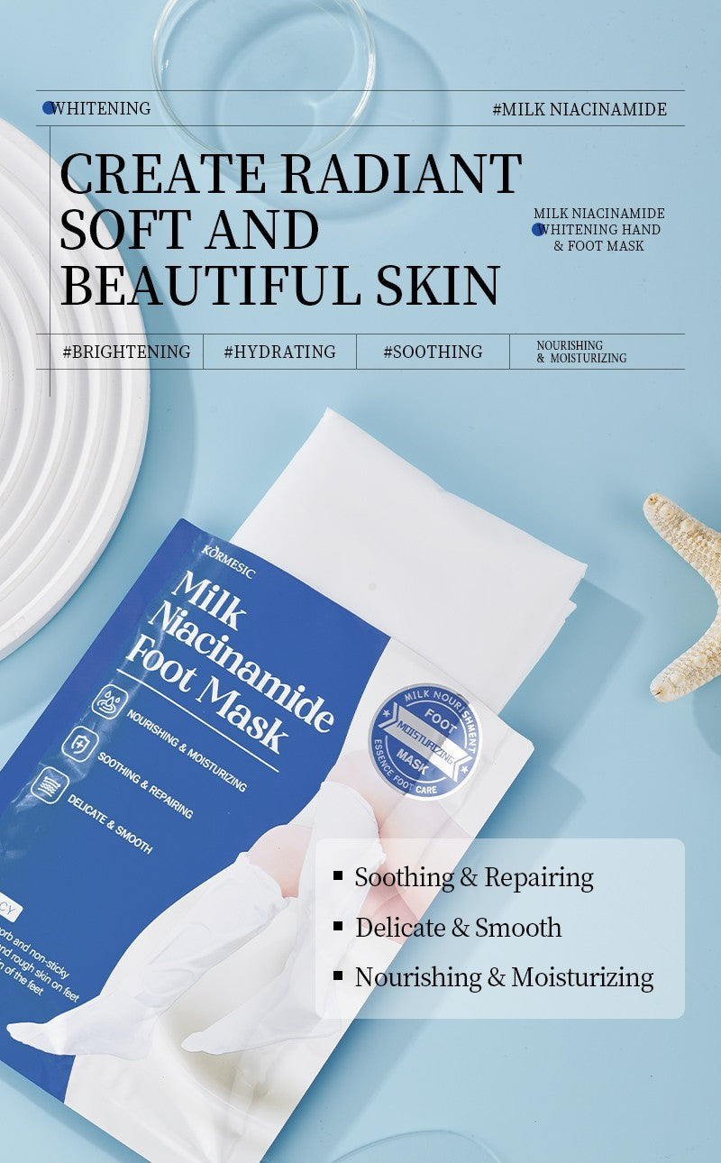 3x Milk Moisturising Niacinamide Foot Masks