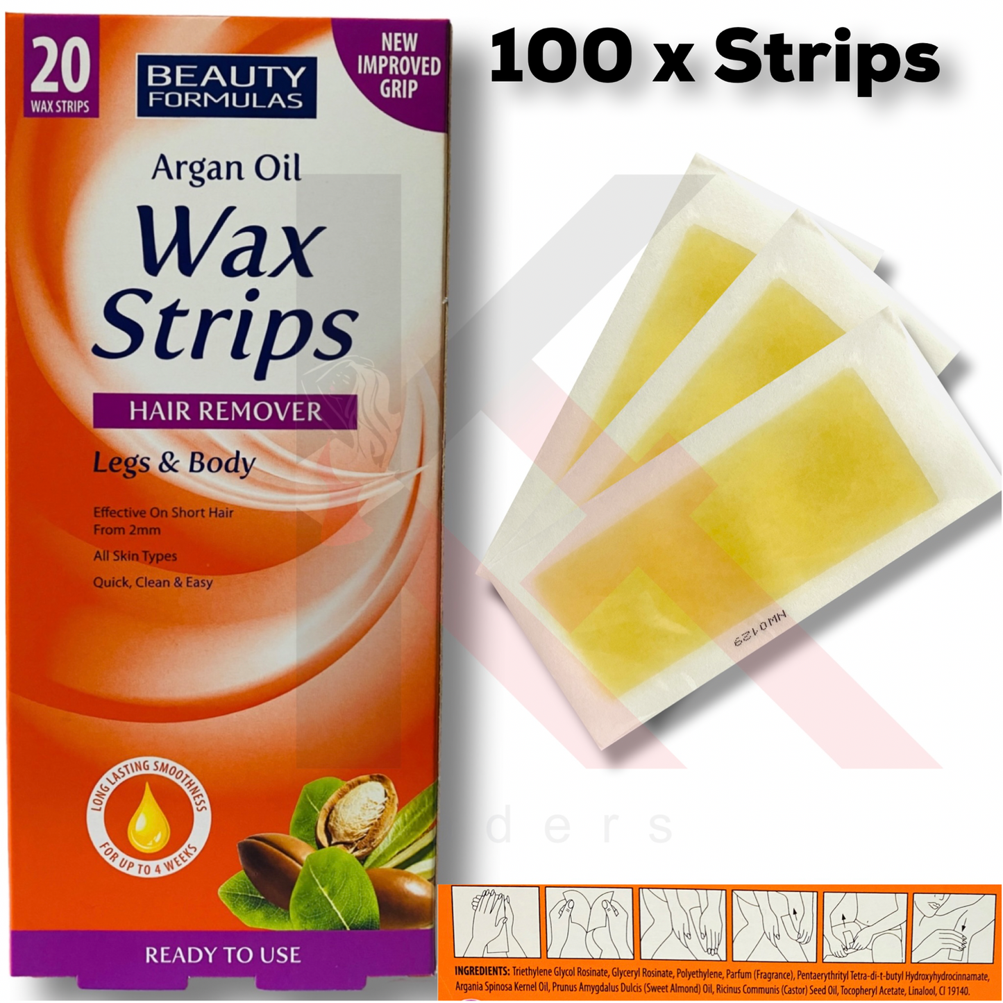 Wax Strips Waxing Leg and Body Bikini Argan Wax Strips  wax Strips 1-100 Strips