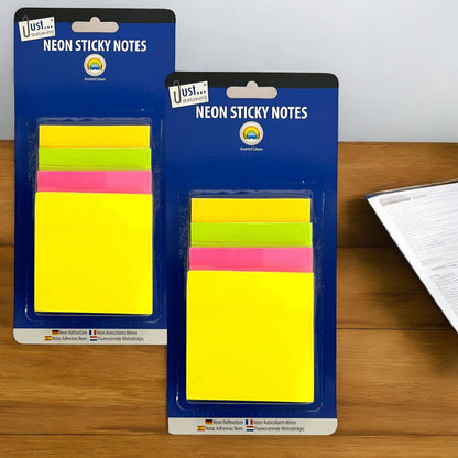 2 Sticky Notes Self Adhesive Small Removable 4 Neon Color Office Paper Memo Pads