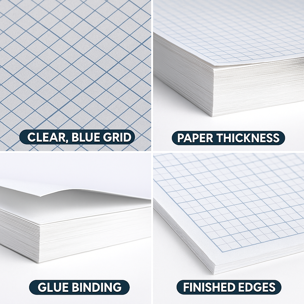6x A4 Graph Paper Pads | 70 Pages 70gsm | Squared Maths, Science & Drawing Paper
