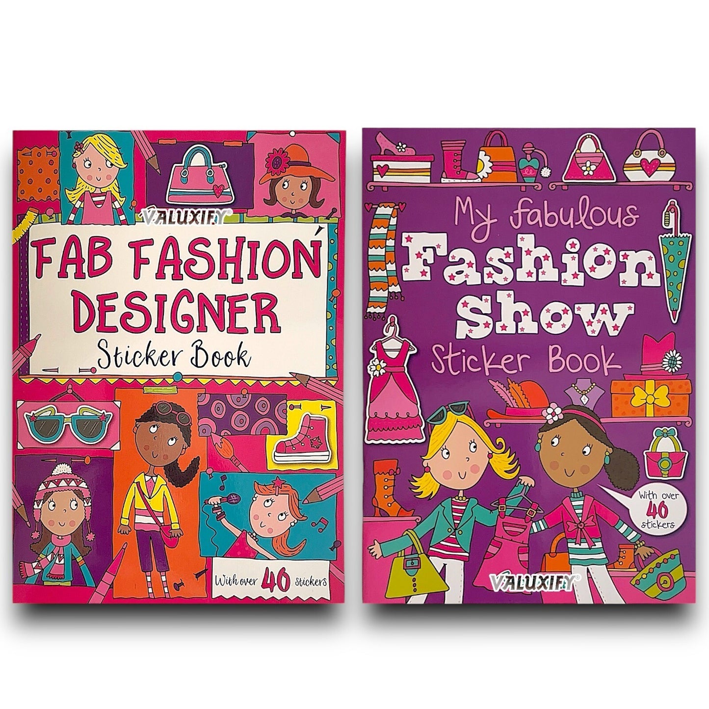 2x Fashion Sticker Books A4 Girls Fun Kids Books Show Activity Stickers Dress Up