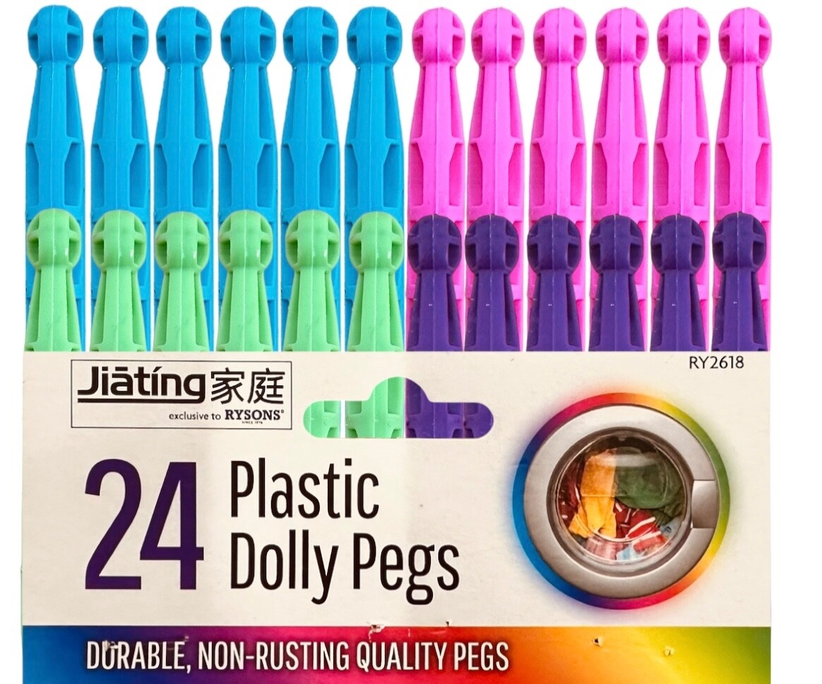 Dolly Peg Super Strong plastic Clothes Pegs Clip Washing Line Airer Dry Line 24