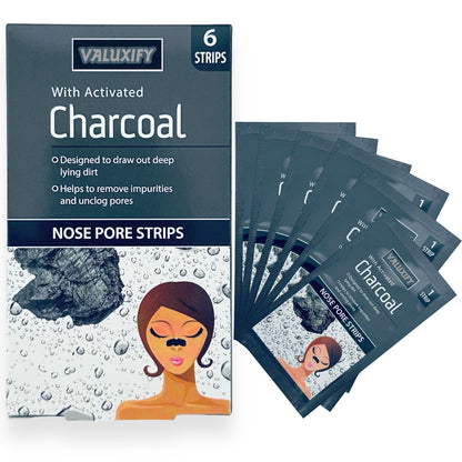 Charcoal Nose Pore Strips Blackhead Removal Unclog Pore Smooth Deep Cleansing x6