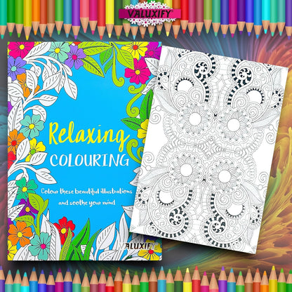 ANTI STRESS BOOK ADULT COLOURING MINDFULNESS RELAXING THERAPY COLOUR THERAPY A4