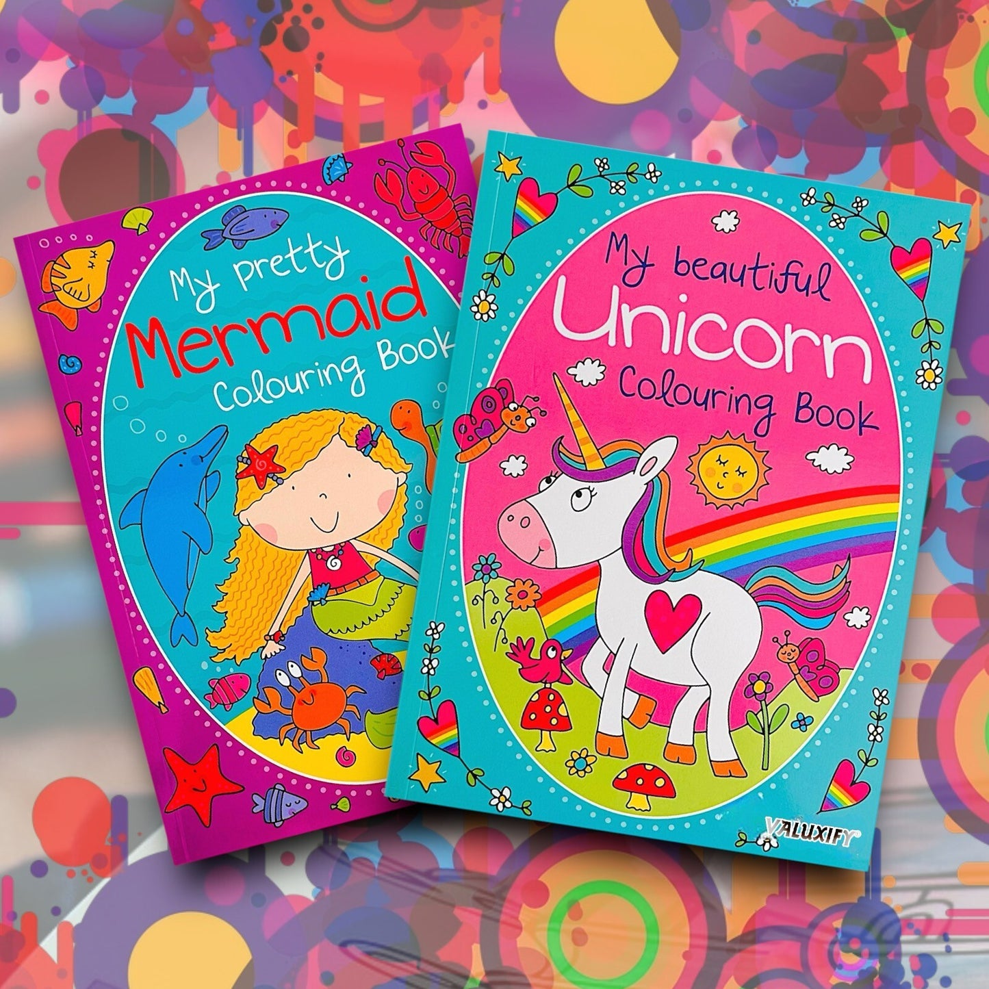 2 | Unicorn Mermaid | Colouring Books | for Girls Kids Children Activity