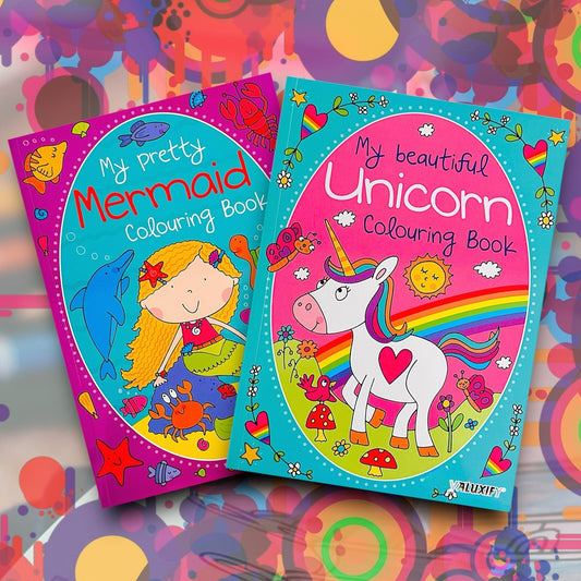 2 | Unicorn Mermaid | Colouring Books | for Girls Kids Children Activity