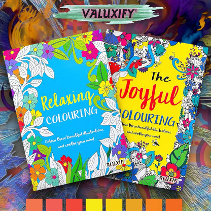 2 Adult Colouring Books Joyful Relaxing Anti Stress Colour Therapy Mind Relax A4