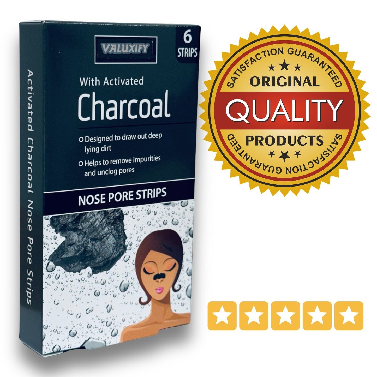 Charcoal Nose Pore Strips Blackhead Removal Unclog Pore Smooth Deep Cleansing x6
