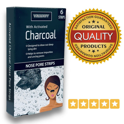 Charcoal Nose Pore Strips Blackhead Removal Unclog Pore Smooth Deep Cleansing x6