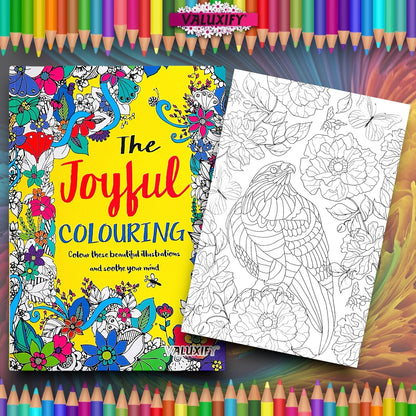 COLOURING BOOK JOYFUL COLOUR THERAPY MIND RELAXING ADULT KIDS A4