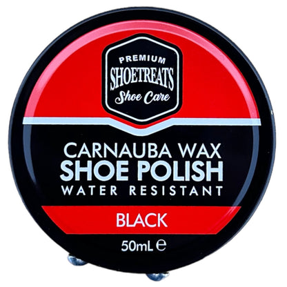 2x Black Shoe boot  Polish Traditional Shoe Polish with Carnauba Wax Polish 50ml