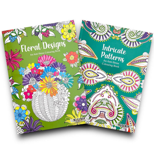 2x Adult Colouring Books Floral & Patterns Anti Stress Colour Therapy Mind Relax