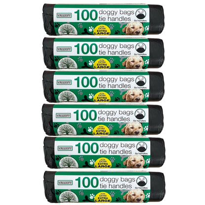600x Dog Poo Bags Tie Handles Extra Large Extra Value Dog Poop Doggy Bags Rolls