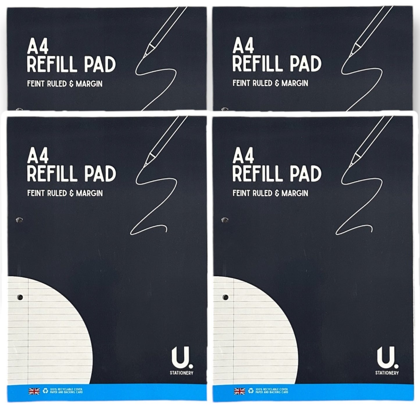 A4 lined Refill Pad 130 Pages Notepad Memo Writing Ruled Student Office School