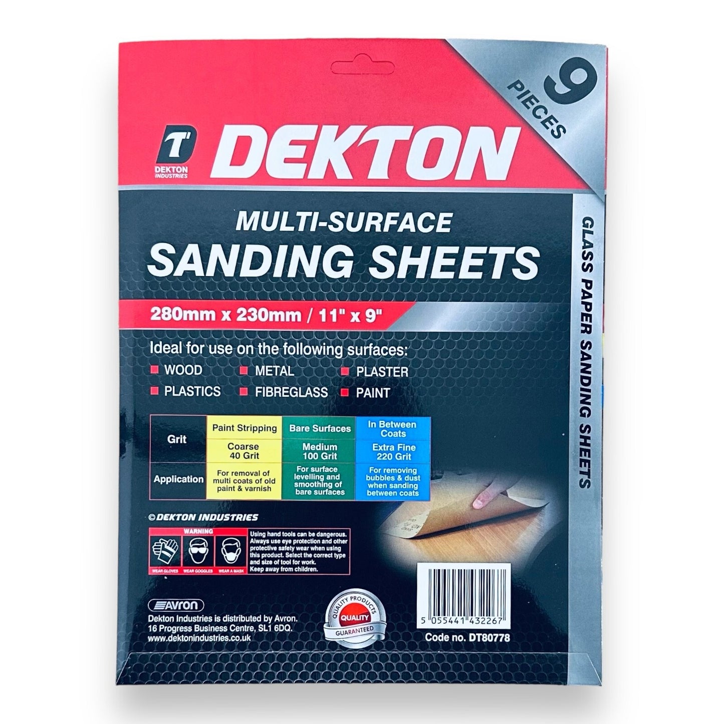 Assorted  Sanding Sheet Multi-Surface, 9 Sheets, 280mm x 230mm, 40, 100