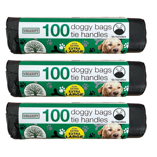300 Large Tie Handle Doggy Bags - Extra Value Waste Bags for Dogs Poo