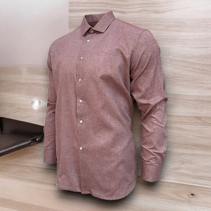 Mens Shirt Long Sleeve Solid Modern Slim Fit Smart  Casual Formal Work Shirts