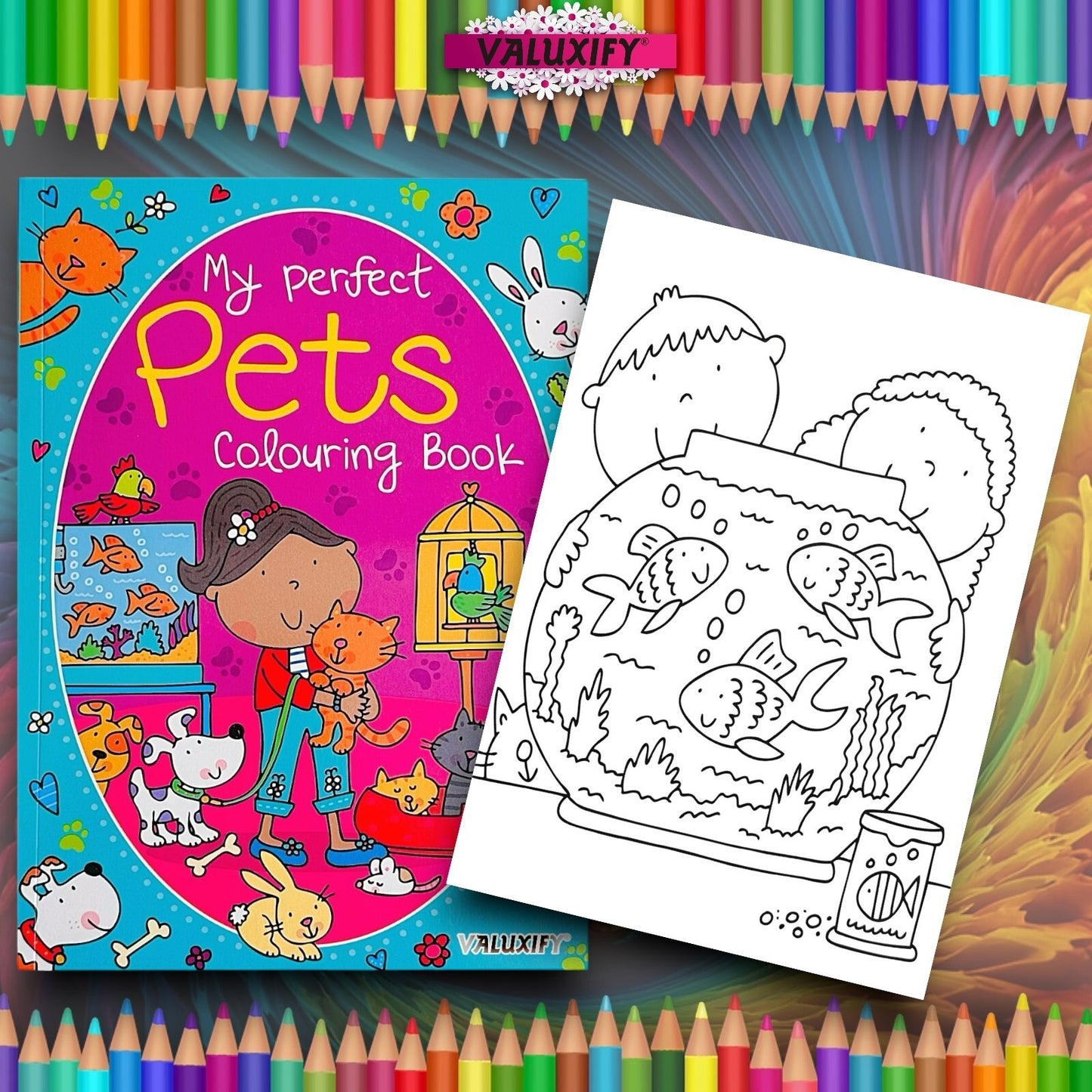 2 | Children's Kids Colouring Books | My Perfect Pets | Animals | White Paper