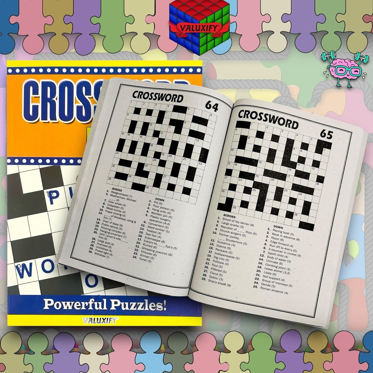 2 | Crossword Puzzles A4 Large Print Puzzle Book Trivia Fun Adult Children Brain