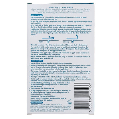 Jolen Face Facial Wax Strips Sensitive Skin Waxing Strips Face Wax Hair Removal