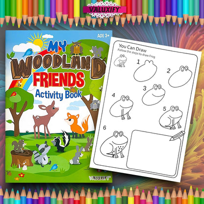 2 | CHILDREN COLOURING ACTIVITY BOOKS | MY WOODLAND FRIENDS | FOR GIRLS BOYS A4