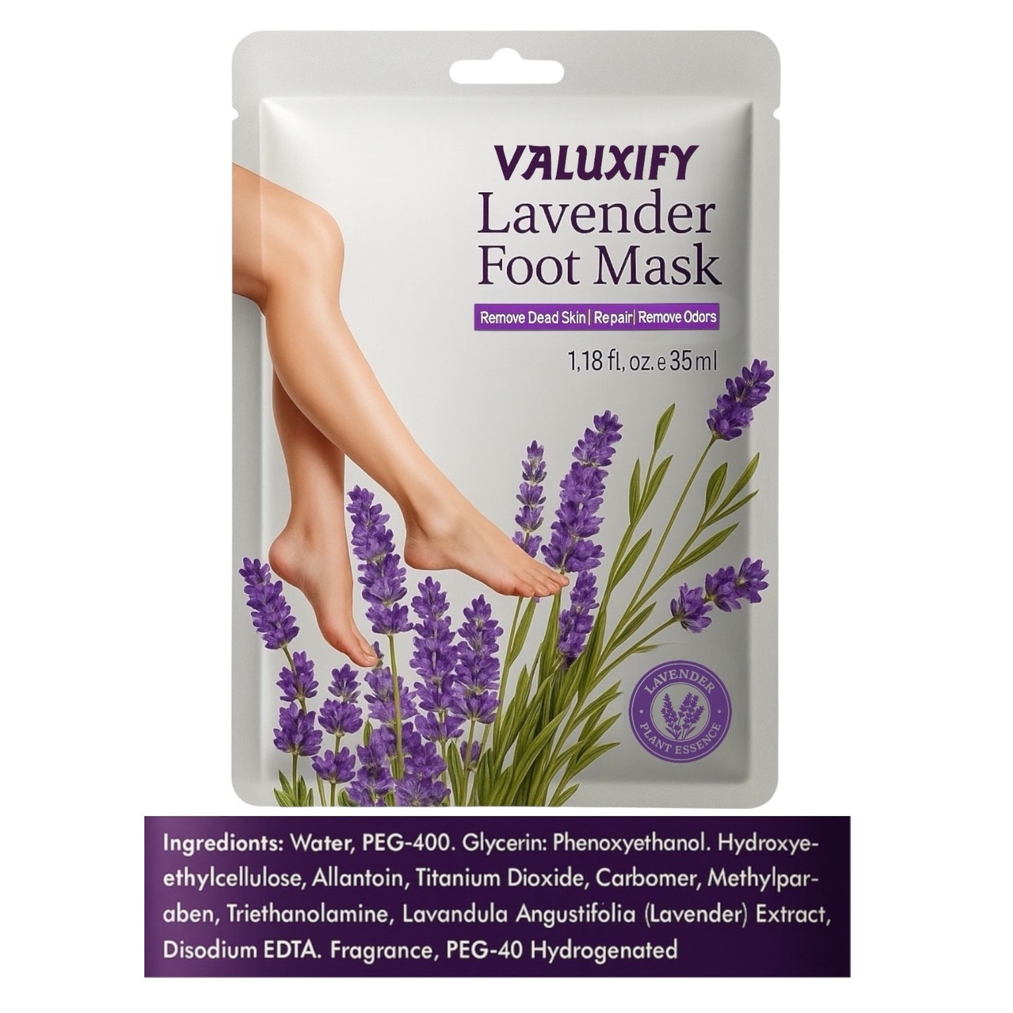 Exfoliating Foot Peel Mask | 1 Pair Lavender Socks | Removes Dead Skin