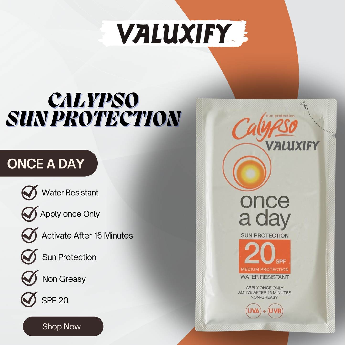 Calypso Once a Day Sun Protection Lotion Sachet with SPF 20 40ml
