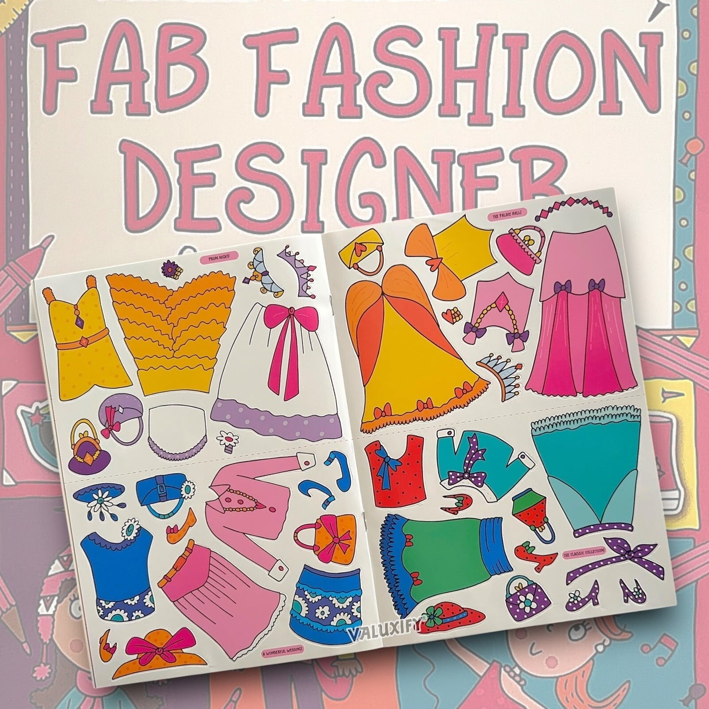 2x Fashion Sticker Books A4 Girls Fun Kids Books Show Activity Stickers Dress Up