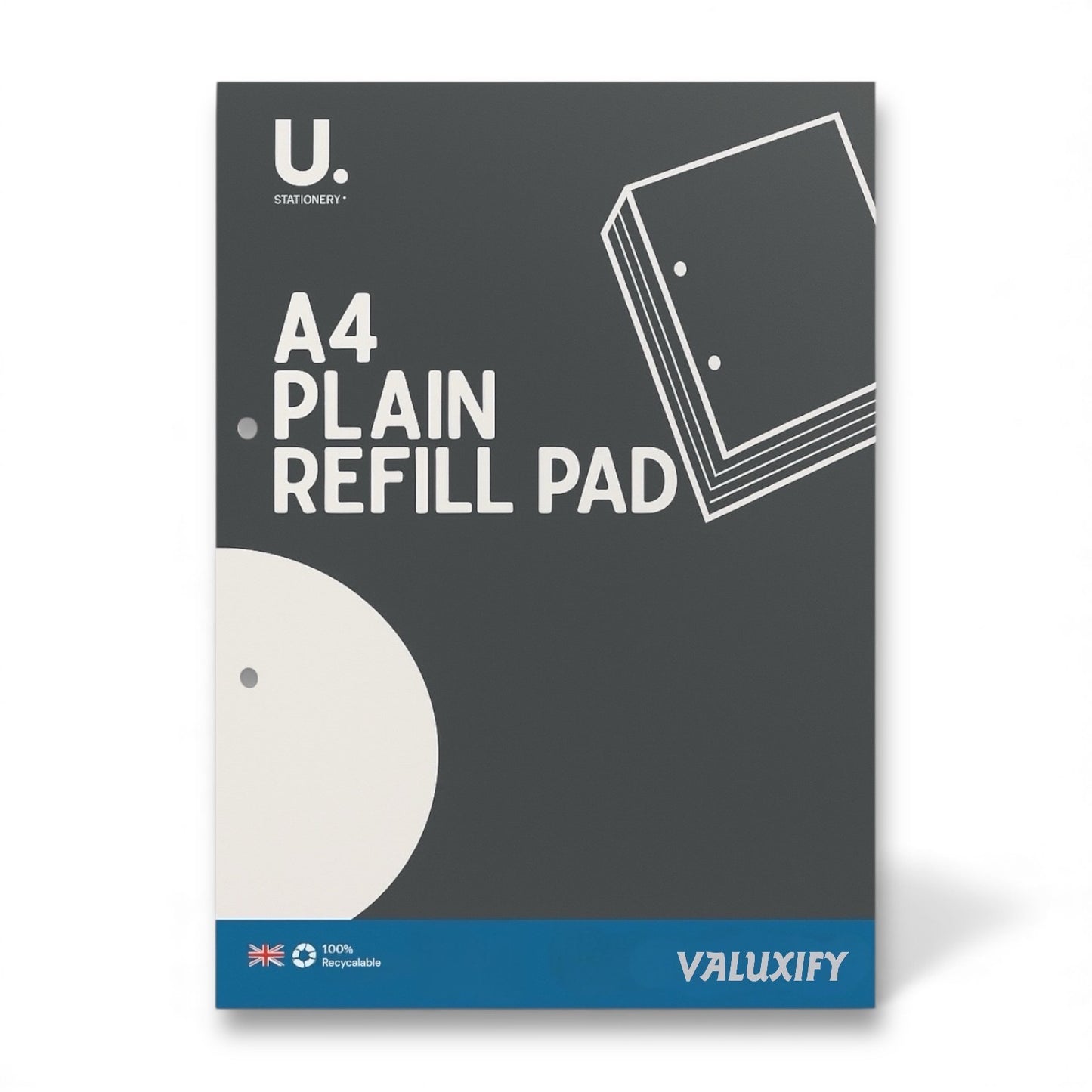 6x A4 Plain Refill Pads Paper | 50 Sheets 100 Pages Each | 54gsm White Paper