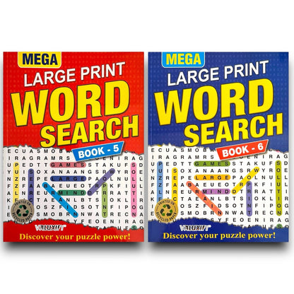 2 Mega Large Print Word Search Book With Solution