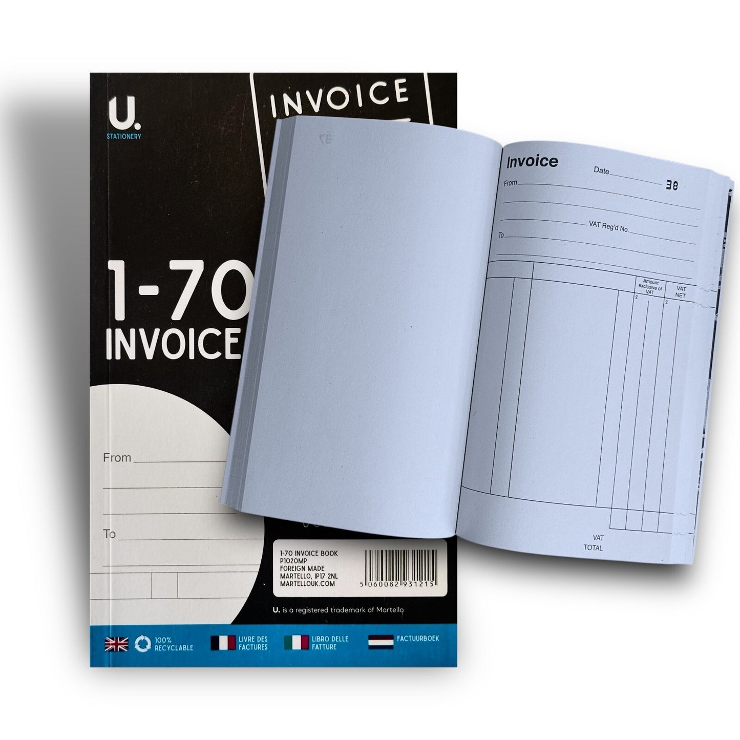 Invoice Book 1-70 - Duplicate Receipt Office Shop Sales Pad Numbered Single Book