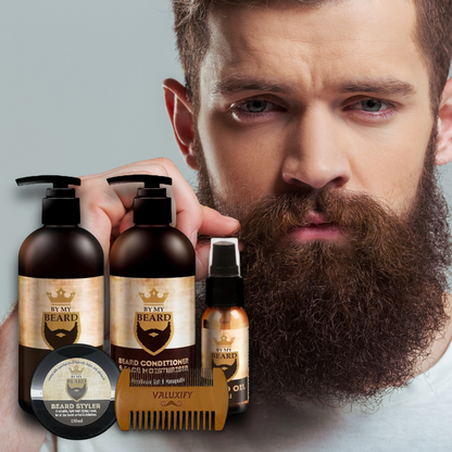 Men's Gent's Beard Grooming Kit Gift Set Shampoo Oil Wax Wooden Brush Comb Hair