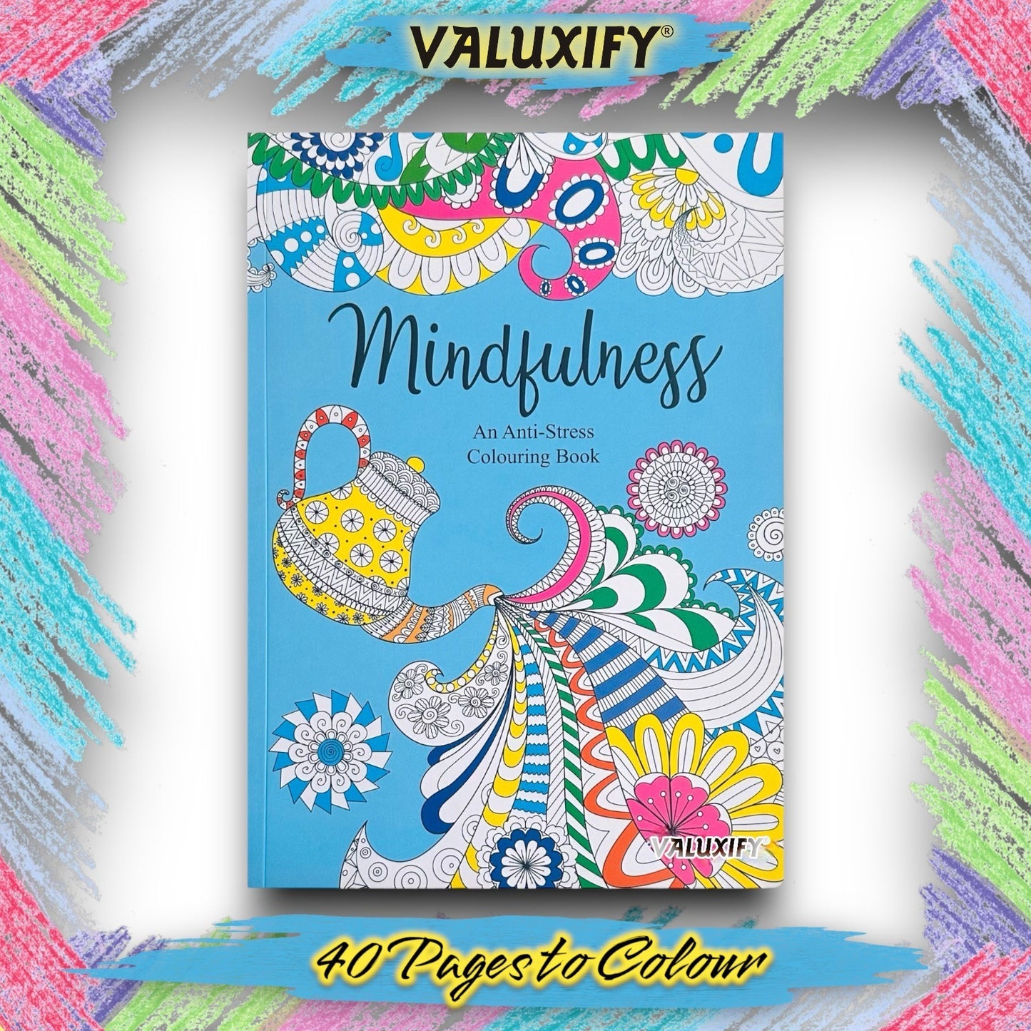 Adult Anti Stress Colouring Book Flowers Patterns Zen Doodle Mindfulness Floral