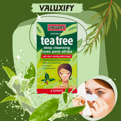 Tea Tree Nose Pore Strips Blackhead Removal Smooth Deep Cleansing Unclog Pores