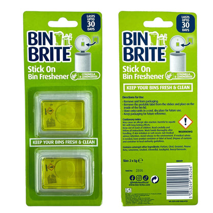 3pk BIN AIR FRESHNERS Lemongrass Kitchen Dustbin Swing Pedal Odour Remover