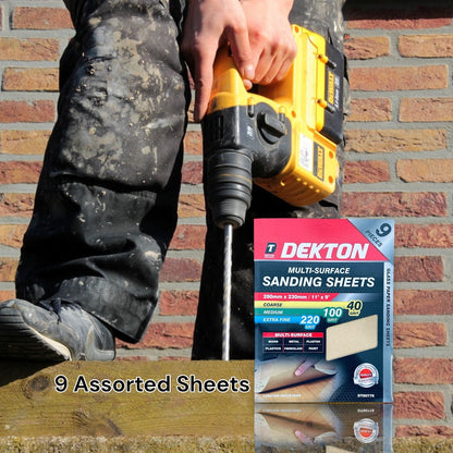 Assorted  Sanding Sheet Multi-Surface, 9 Sheets, 280mm x 230mm, 40, 100