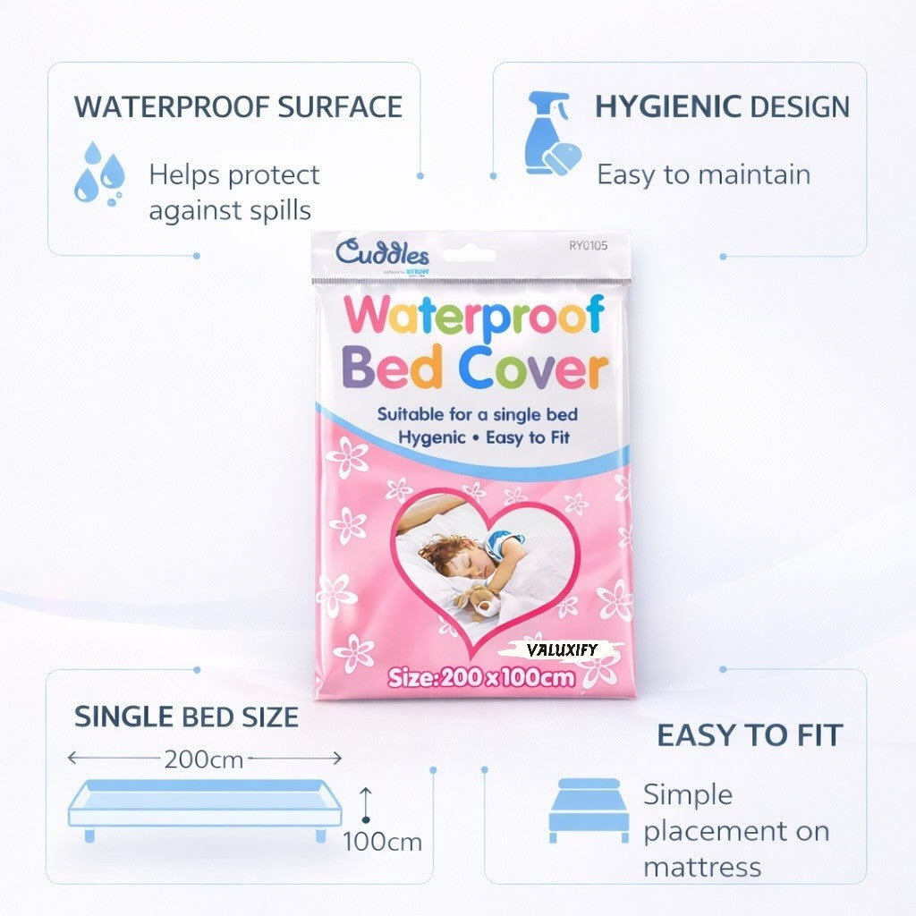 KIDS WATERPROOF SINGLE BED COVER SHEET BABY COT BED WHITE MATTRESS PROTECTOR