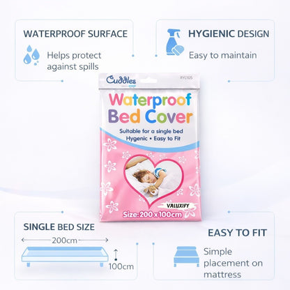KIDS WATERPROOF SINGLE BED COVER SHEET BABY COT BED WHITE MATTRESS PROTECTOR