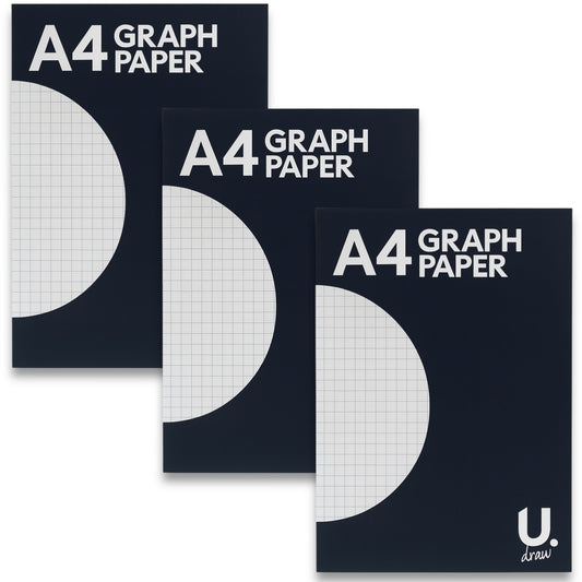 3x A4 Graph Paper Pads | 70 Pages 70gsm Page | Squared Maths & Technical Drawing