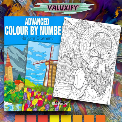 3X COLOUR BY NUMBERS ADULT COLOURING BOOKS ANTI-STRESS MIND RELAING COLOURS