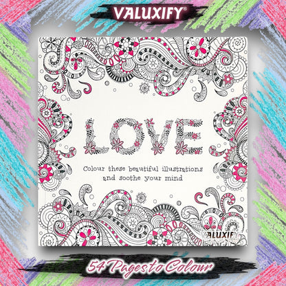 Adult Anti Stress Colouring Book Happy Love Mindfulness Tranquil Relaxing Colour