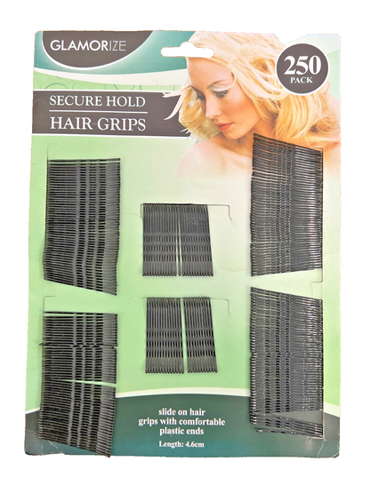 250pk Hair Grips Hairdressing Secure Black Bobby Pins Styling Clips Womens Hair