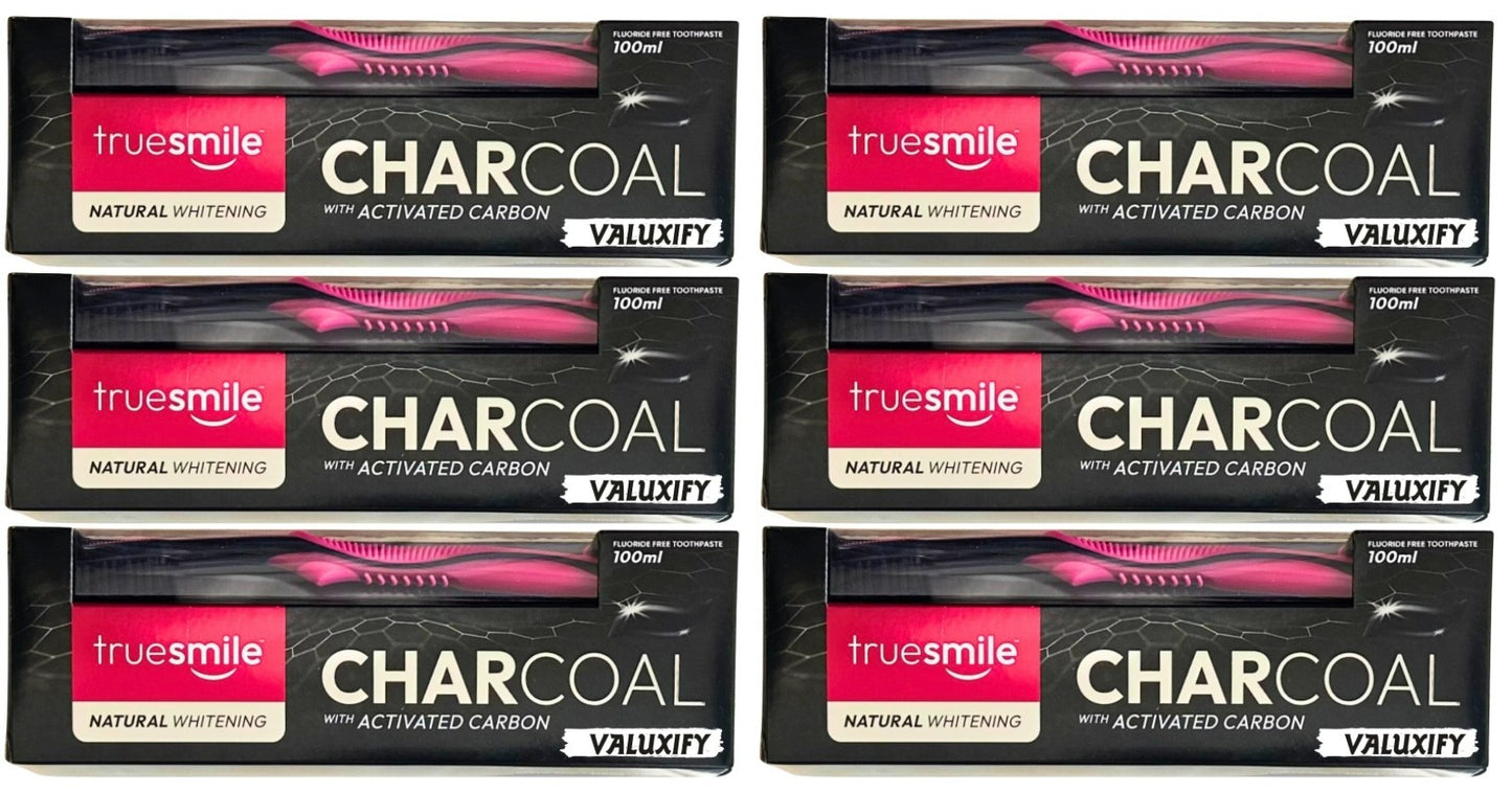 Charcoal Activated Carbon Toothpaste  Cleansing Whitening Free Toothbrush-6 Pack